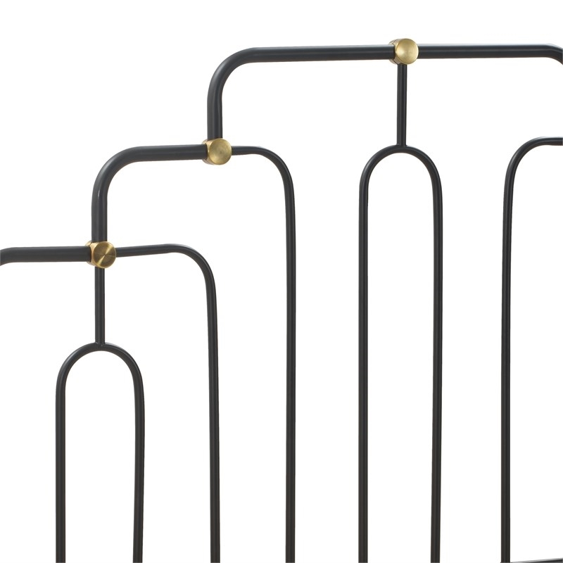 Pemberly Row Modern / Contemporary Astrid Queen Size Bed Black and Brass