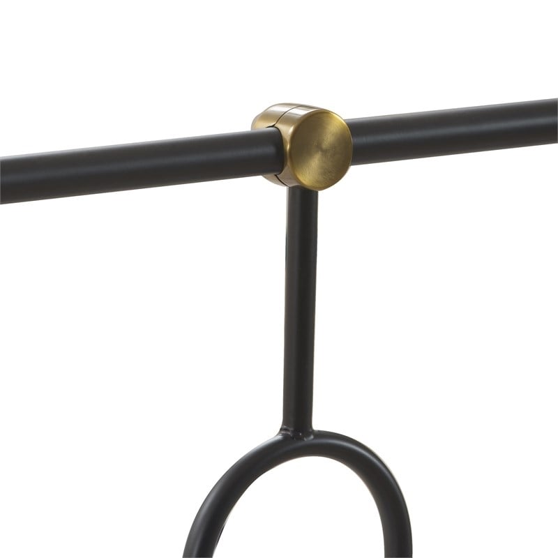 Pemberly Row Modern / Contemporary Astrid Queen Size Bed Black and Brass