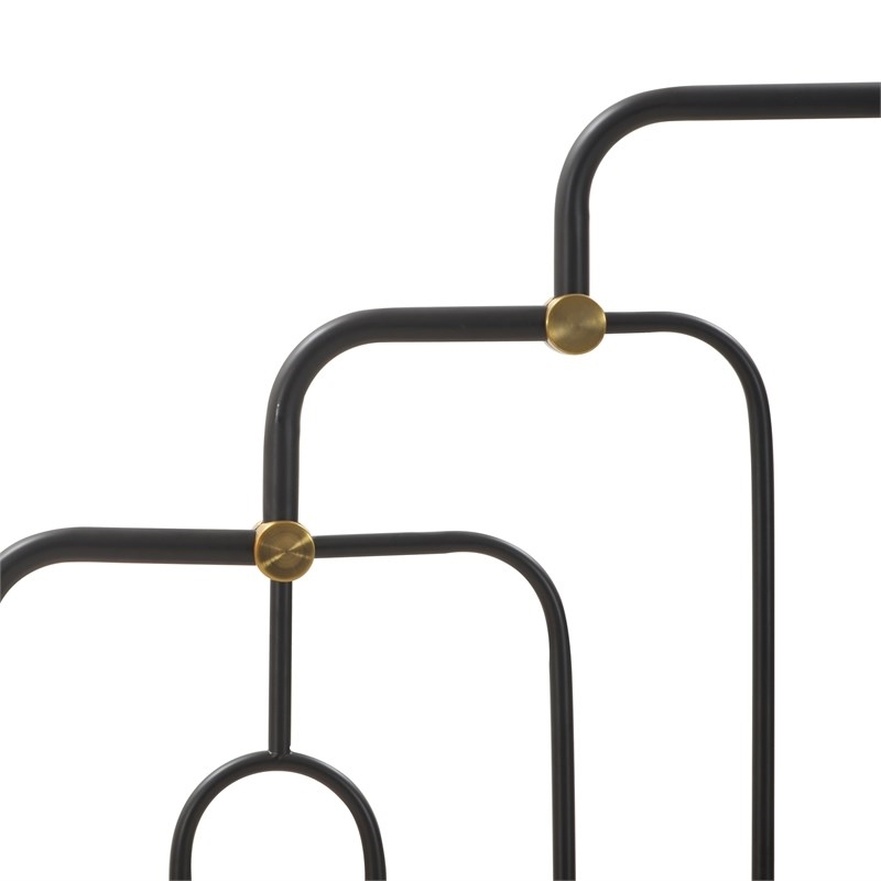 Pemberly Row Modern / Contemporary Astrid Queen Size Bed Black and Brass