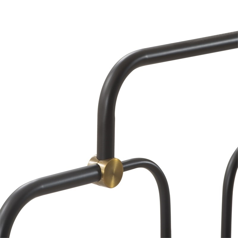 Pemberly Row Modern / Contemporary Astrid Queen Size Bed Black and Brass