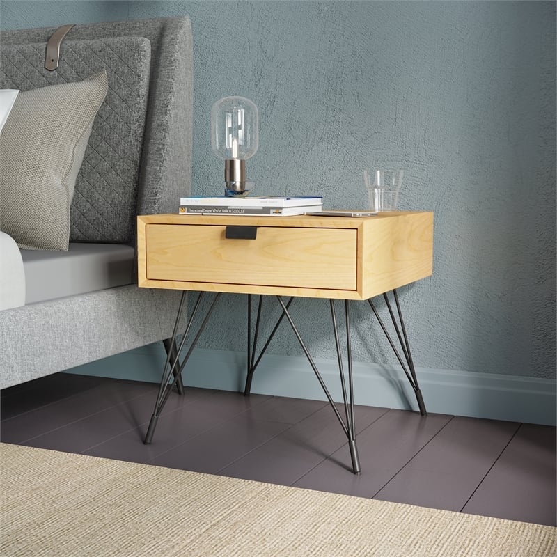 Pemberly Row Modern / Contemporary Newell Side Table Natural