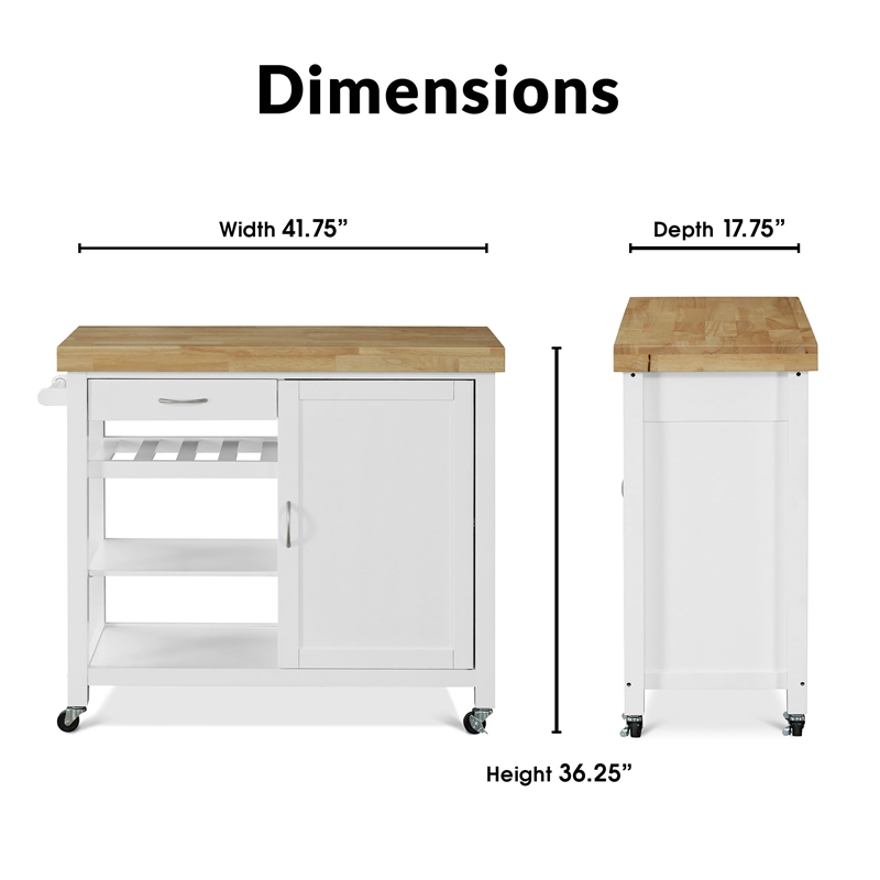 Pemberly Row Modern / Contemporary Denver Kitchen Cart White