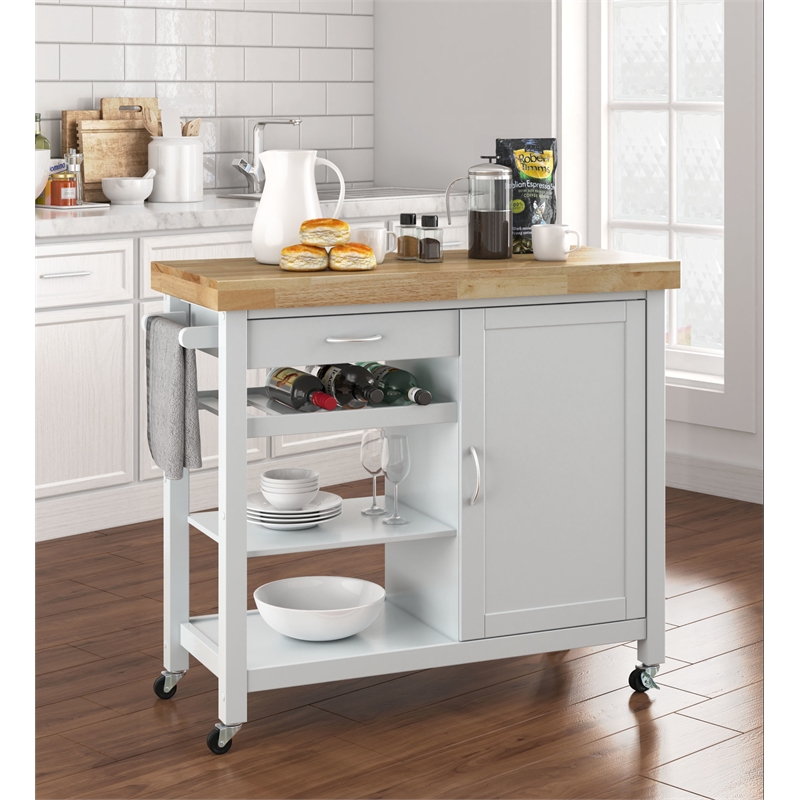 Pemberly Row Modern / Contemporary Denver Kitchen Cart White