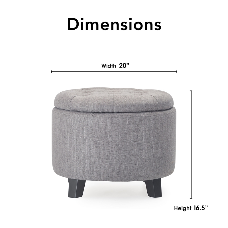 Pemberly Row Modern / Contemporary Bennett Round Storage Ottoman Gray