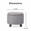 Pemberly Row Modern / Contemporary Bennett Round Storage Ottoman Gray