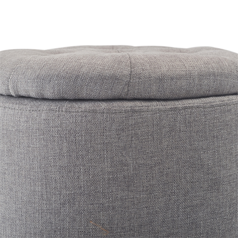 Pemberly Row Modern / Contemporary Bennett Round Storage Ottoman Gray