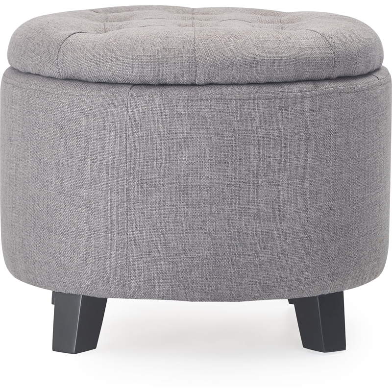 Pemberly Row Modern / Contemporary Bennett Round Storage Ottoman Gray