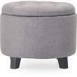 Pemberly Row Modern / Contemporary Bennett Round Storage Ottoman Gray