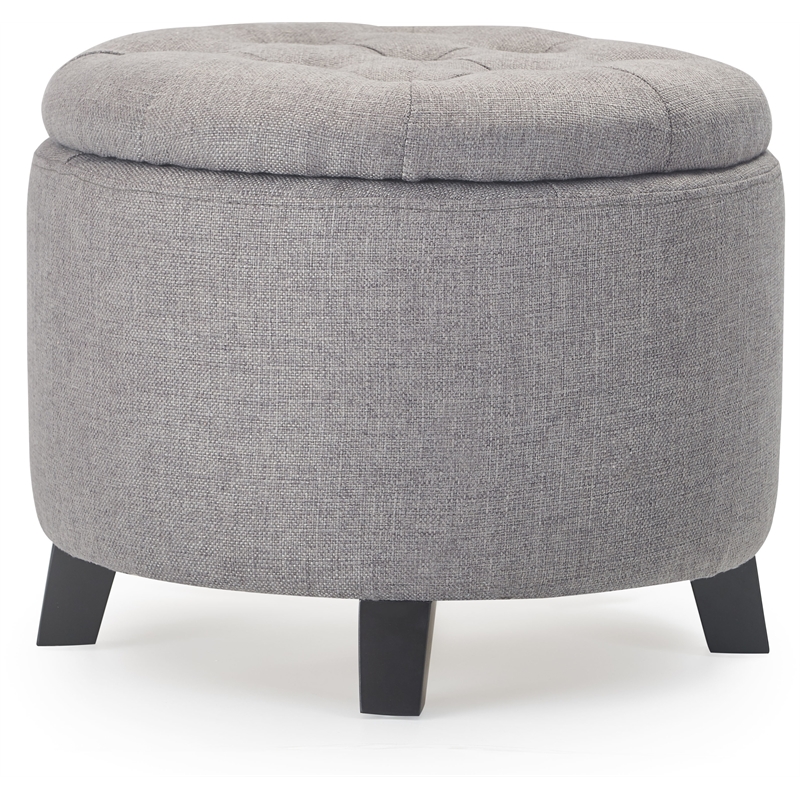 Pemberly Row Modern / Contemporary Bennett Round Storage Ottoman Gray
