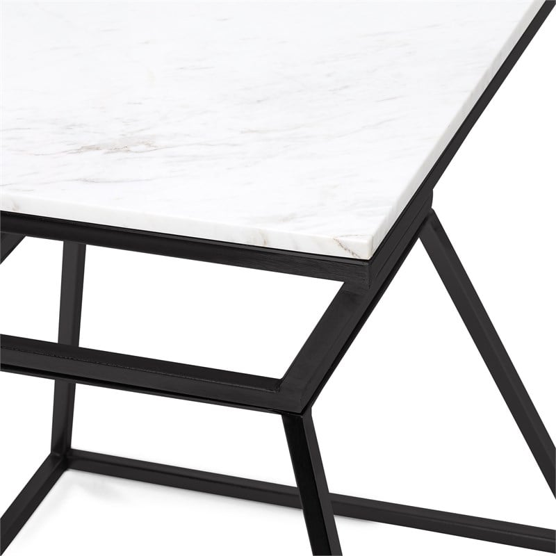 Pemberly Row Modern / Contemporary Audrey Tall Black Marble Side Table