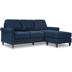Pemberly Row Modern / Contemporary Harmon Roll Arm 80&quot Sectional Navy