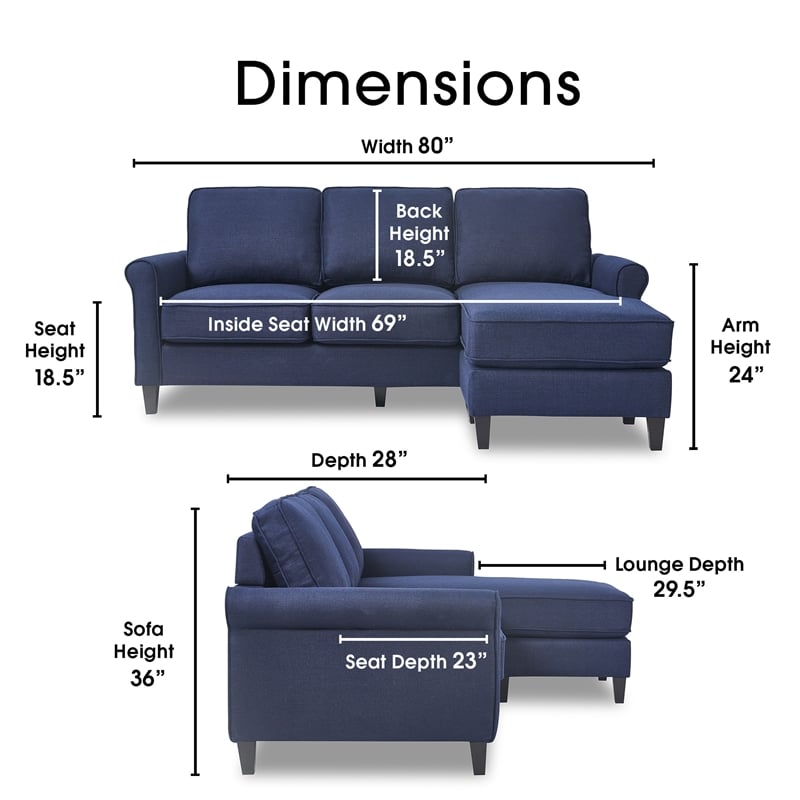 Pemberly Row Modern / Contemporary Harmon Roll Arm 80