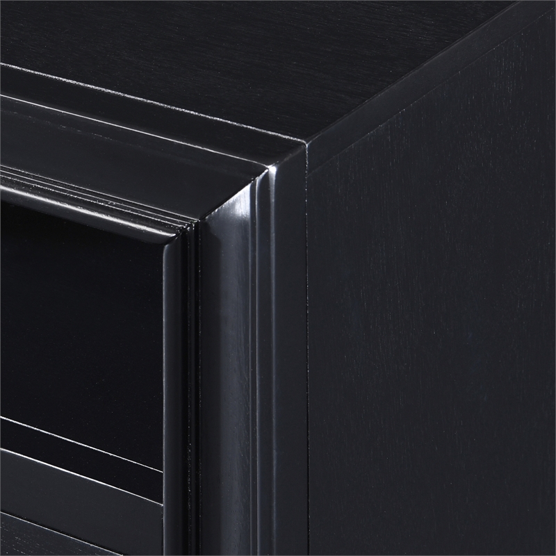 Pemberly Row Modern / Contemporary Edmond 1 Drawer Nightstand with USB Black