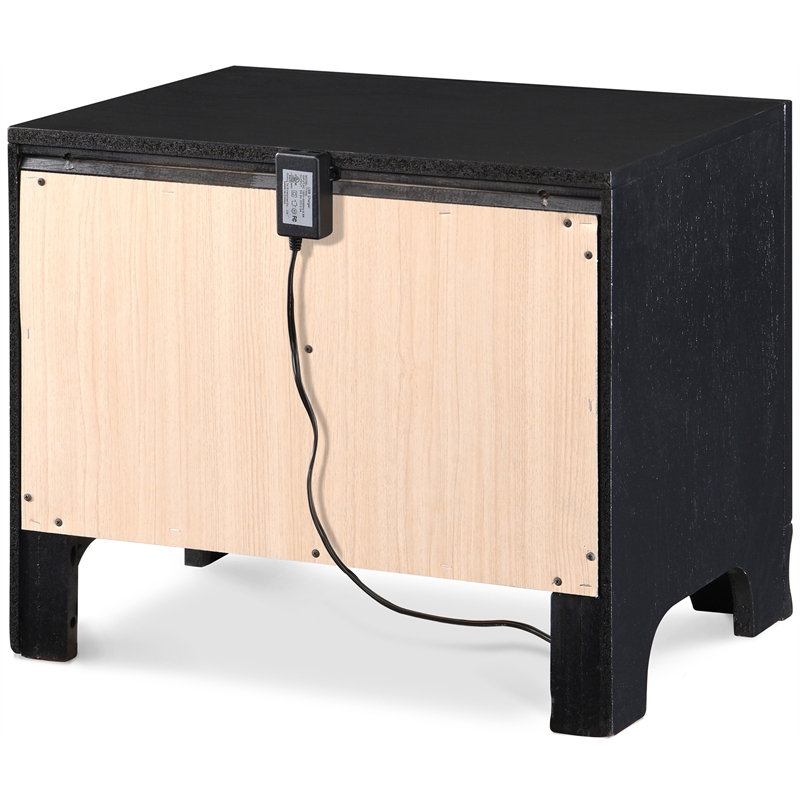Pemberly Row Modern / Contemporary Edmond 1 Drawer Nightstand with USB Black