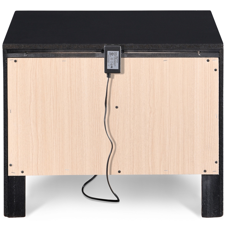 Pemberly Row Modern / Contemporary Edmond 1 Drawer Nightstand with USB Black