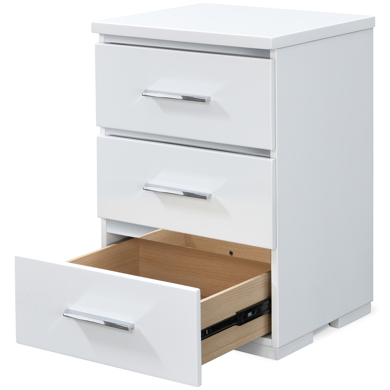 Pemberly Row Modern / Contemporary Belmont 3 Drawer Nightstand White