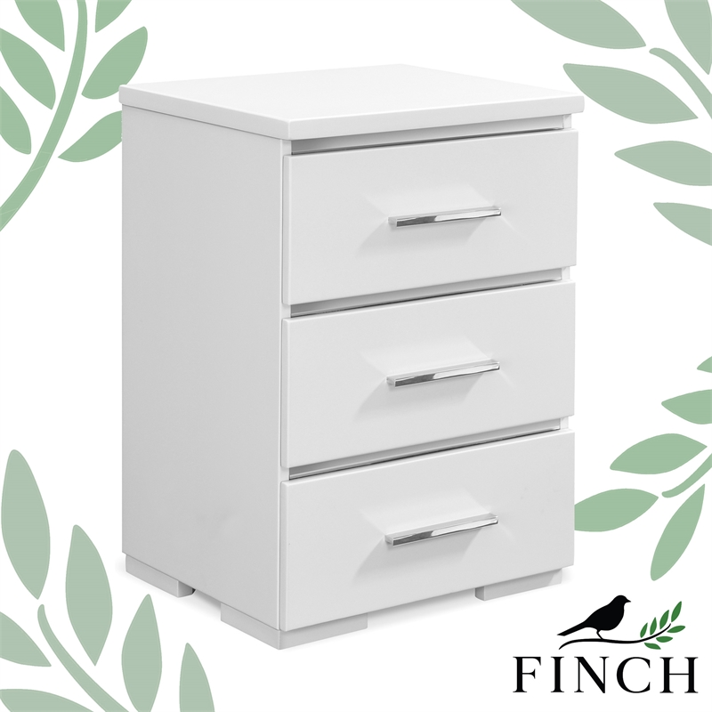 Pemberly Row Modern / Contemporary Belmont 3 Drawer Nightstand White