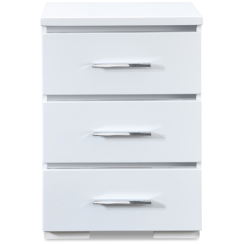 Pemberly Row Modern / Contemporary Belmont 3 Drawer Nightstand White