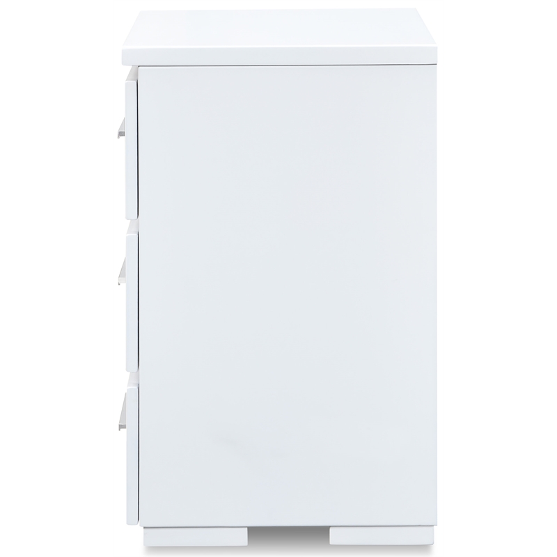 Pemberly Row Modern / Contemporary Belmont 3 Drawer Nightstand White