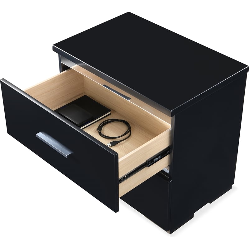 Pemberly Row Modern / Contemporary 2 Drawer Nightstand Black
