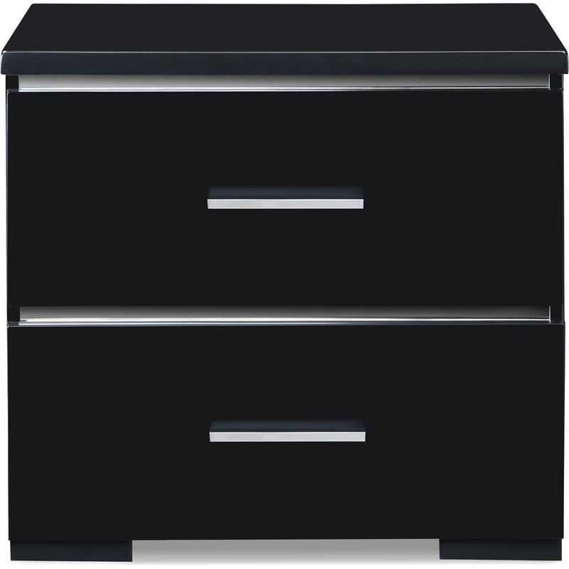 Pemberly Row Modern / Contemporary 2 Drawer Nightstand Black