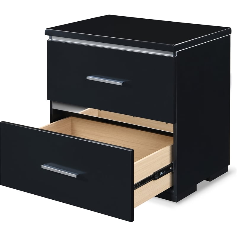 Pemberly Row Modern / Contemporary 2 Drawer Nightstand Black
