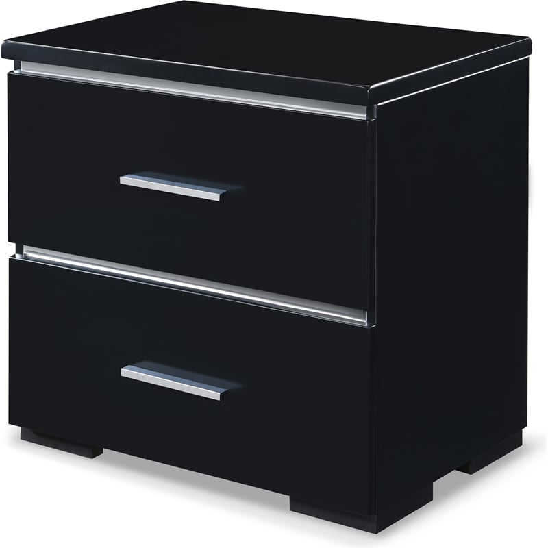 Pemberly Row Modern / Contemporary 2 Drawer Nightstand Black