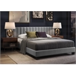 Pemberly Row Gramercy Channel Tufted Upholstered Bed Queen Size Grey Velvet