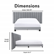 Pemberly Row Gramercy Channel Tufted Upholstered Bed Queen Size Grey Velvet
