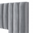 Pemberly Row Gramercy Channel Tufted Upholstered Bed Queen Size Grey Velvet
