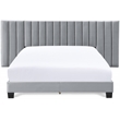 Pemberly Row Gramercy Channel Tufted Upholstered Bed Queen Size Grey Velvet