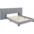 Pemberly Row Gramercy Channel Tufted Upholstered Bed Queen Size Grey Velvet