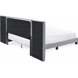 Pemberly Row Gramercy Channel Tufted Upholstered Bed Queen Size Grey Velvet
