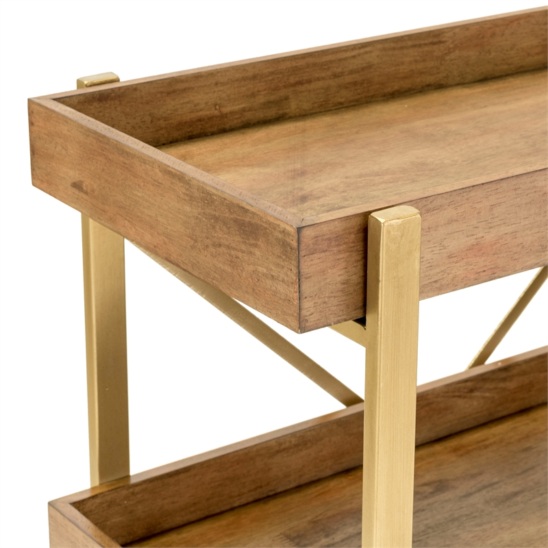 Pemberly Row Modern / Contemporary Riley Wooden Kitchen Bar Cart Gold