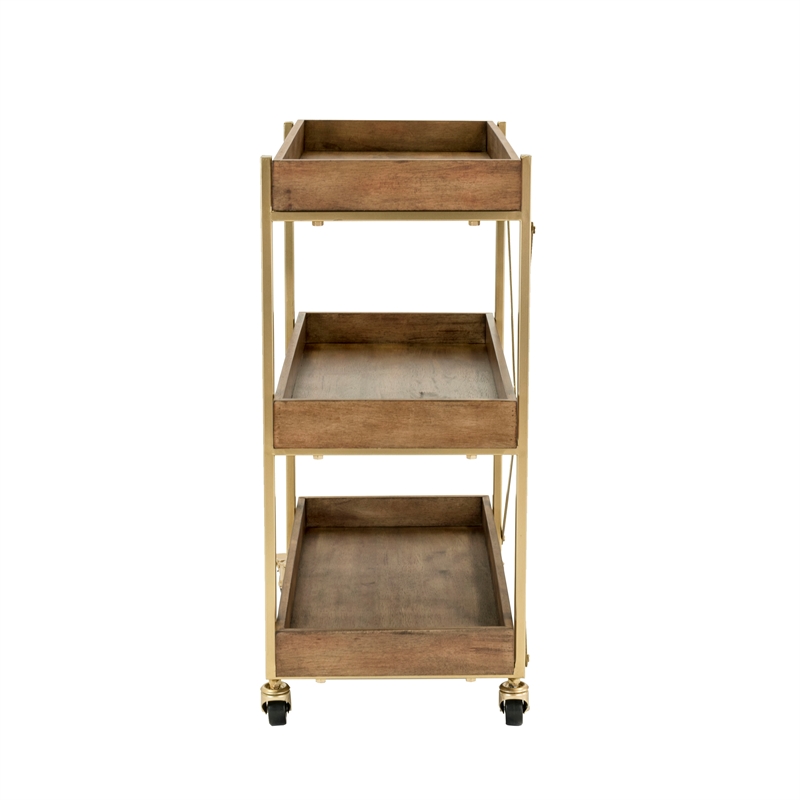 Pemberly Row Modern / Contemporary Riley Wooden Kitchen Bar Cart Gold