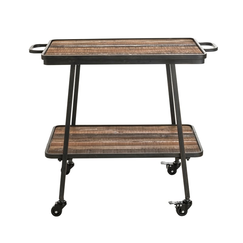 Pemberly Row Modern / Contemporary Felix 2 Tier Wooden Kitchen Bar Cart Black