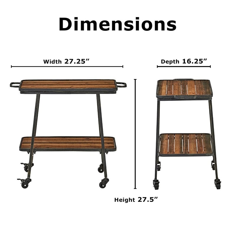 Pemberly Row Modern / Contemporary Felix 2 Tier Wooden Kitchen Bar Cart Black