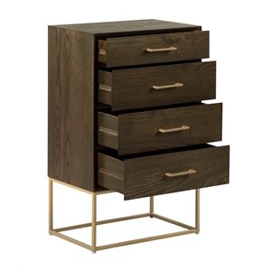 Pemberly Row Modern / Contemporary Franklin 4 Drawer Dresser Walnut