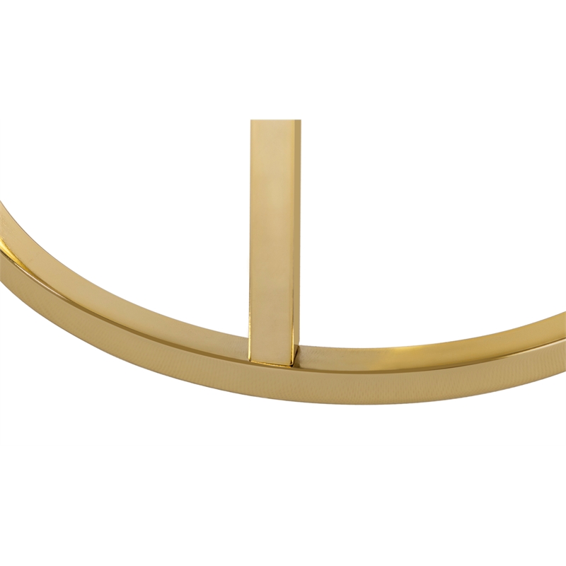 Pemberly Row Round Modern Metal and Wood Side Table in Gold/Black