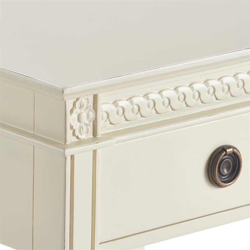 Pemberly Row Modern / Contemporary Westport 1 Drawer End Table Vintage Cream