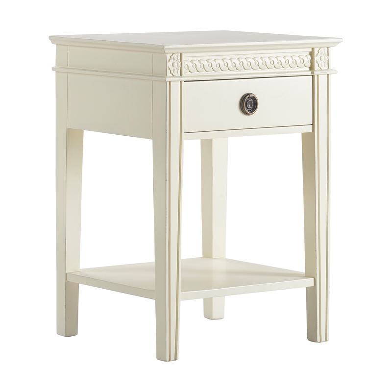 Pemberly Row Modern / Contemporary Westport 1 Drawer End Table Vintage Cream