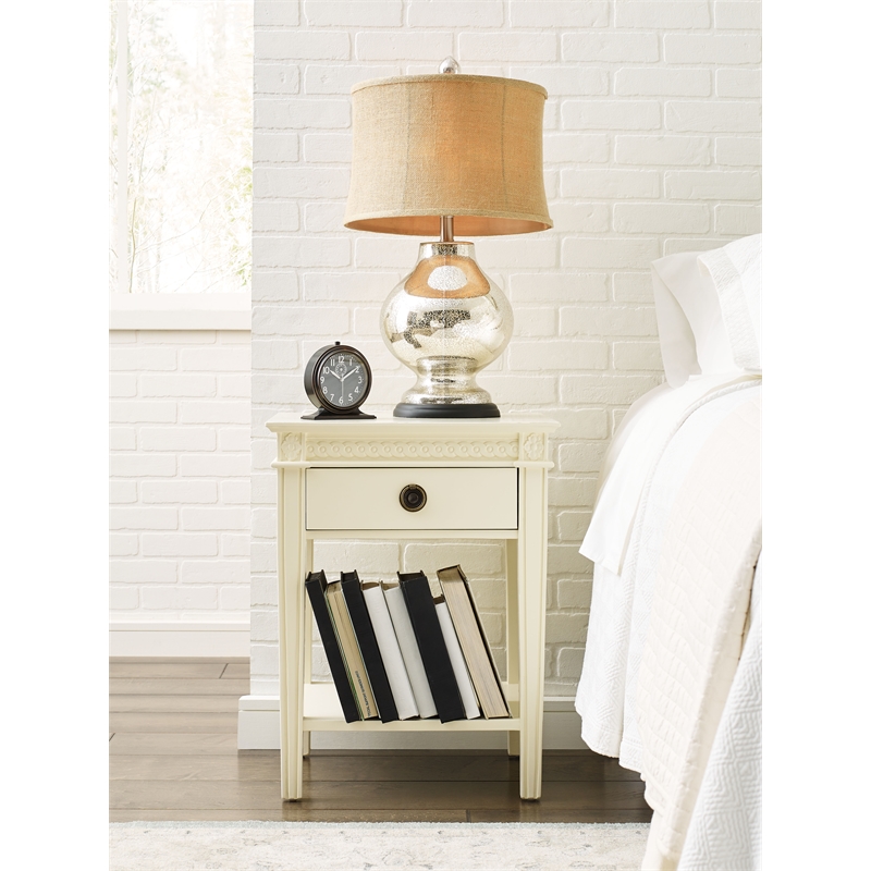 Pemberly Row Modern / Contemporary Westport 1 Drawer End Table Vintage Cream