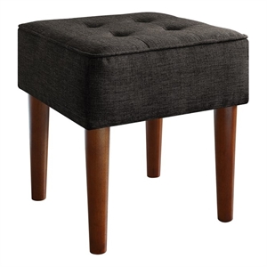 Pemberly Row Modern / Contemporary Aria Square Tufted Stool Charcoal Gray