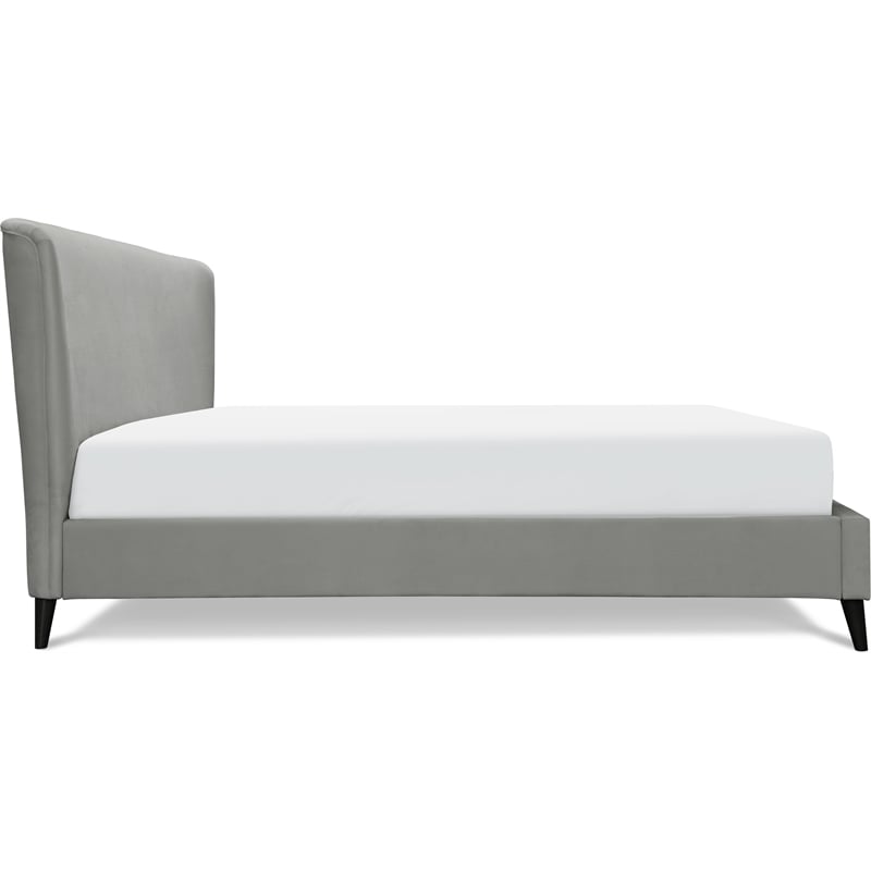 Pemberly Row Adele Wingback Upholstered Platform Bed Queen Size Gray