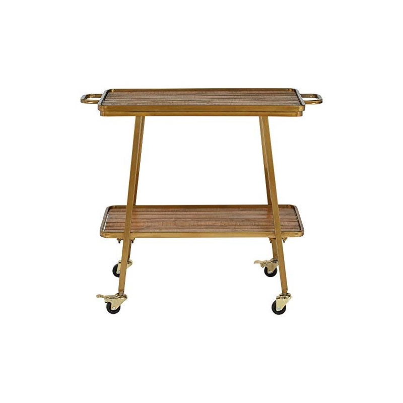 Pemberly Row Modern / Contemporary Felix 2 Tier Bar Cart Gold