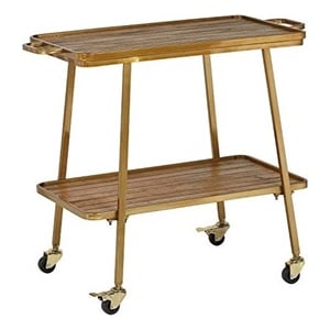 Pemberly Row Modern / Contemporary Felix 2 Tier Bar Cart Gold