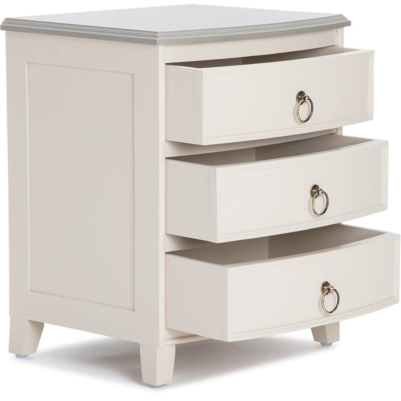 Pemberly Row Charleston End Table Nightstand with Drawers Cream White Gray