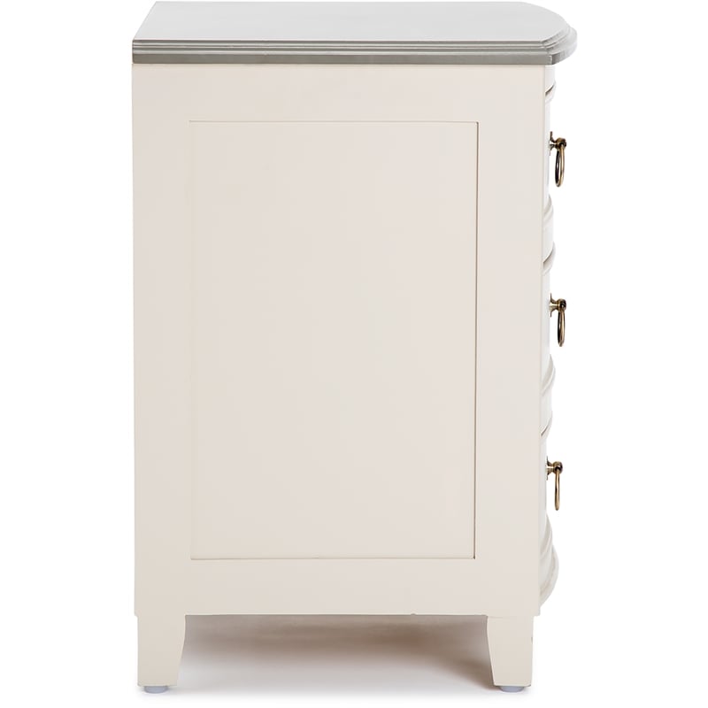 Pemberly Row Charleston End Table Nightstand with Drawers Cream White Gray