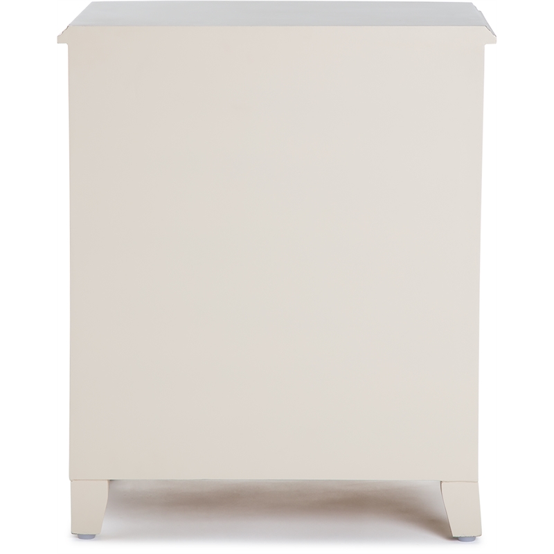 Pemberly Row Charleston End Table Nightstand with Drawers Cream White Gray