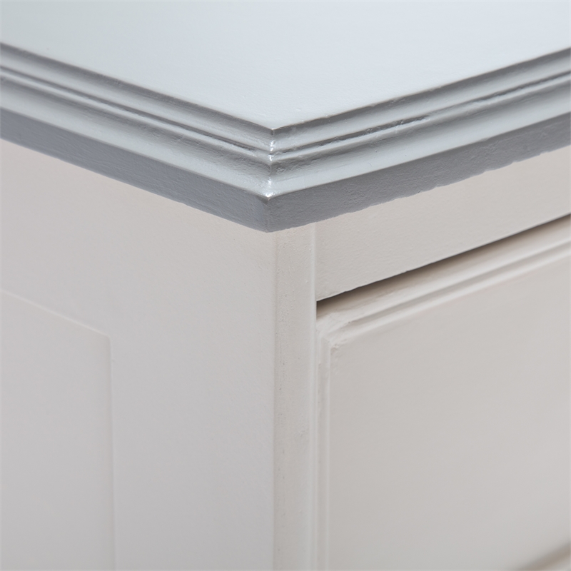 Pemberly Row Charleston End Table Nightstand with Drawers Cream White Gray